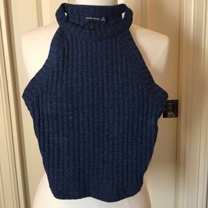 Blue ribbed halter style top Size M